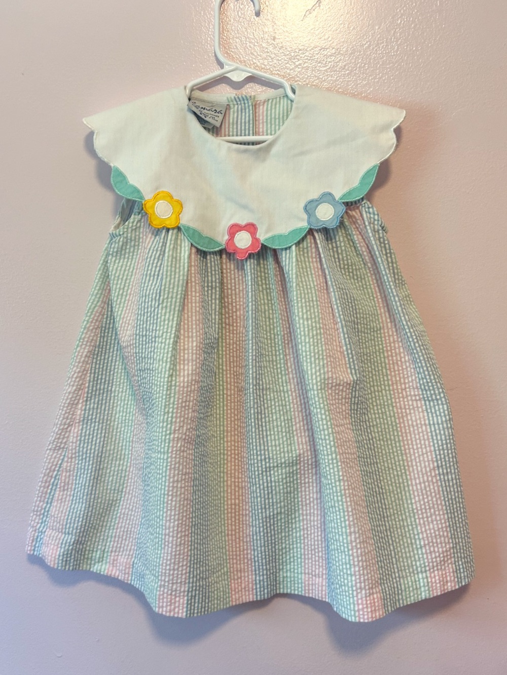 Vintage Samara Pastel Seersucker Floral Dress Sz 5
